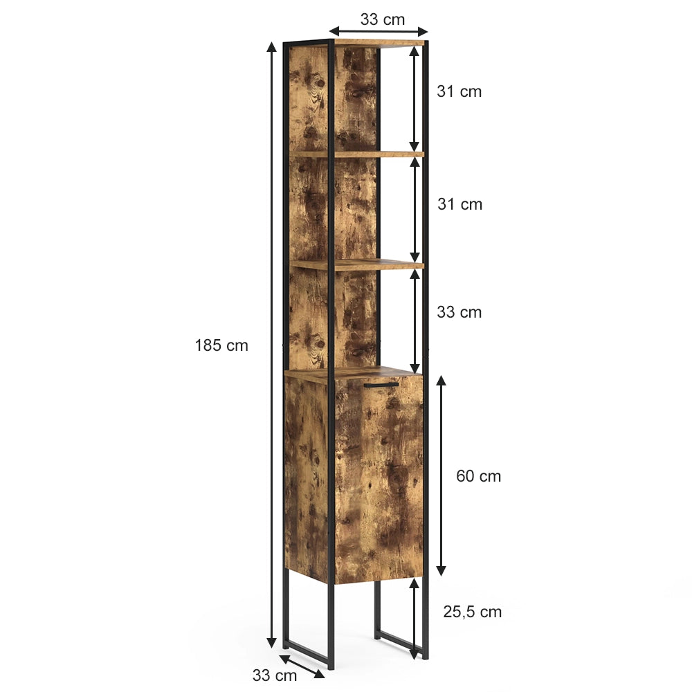 Vicco Mobile bagno alto Legno antico 33 x 185 cm