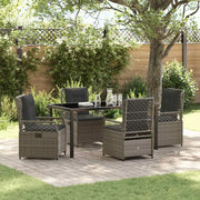 Set da Pranzo per Giardino 5 pcs Grigio polyrattan