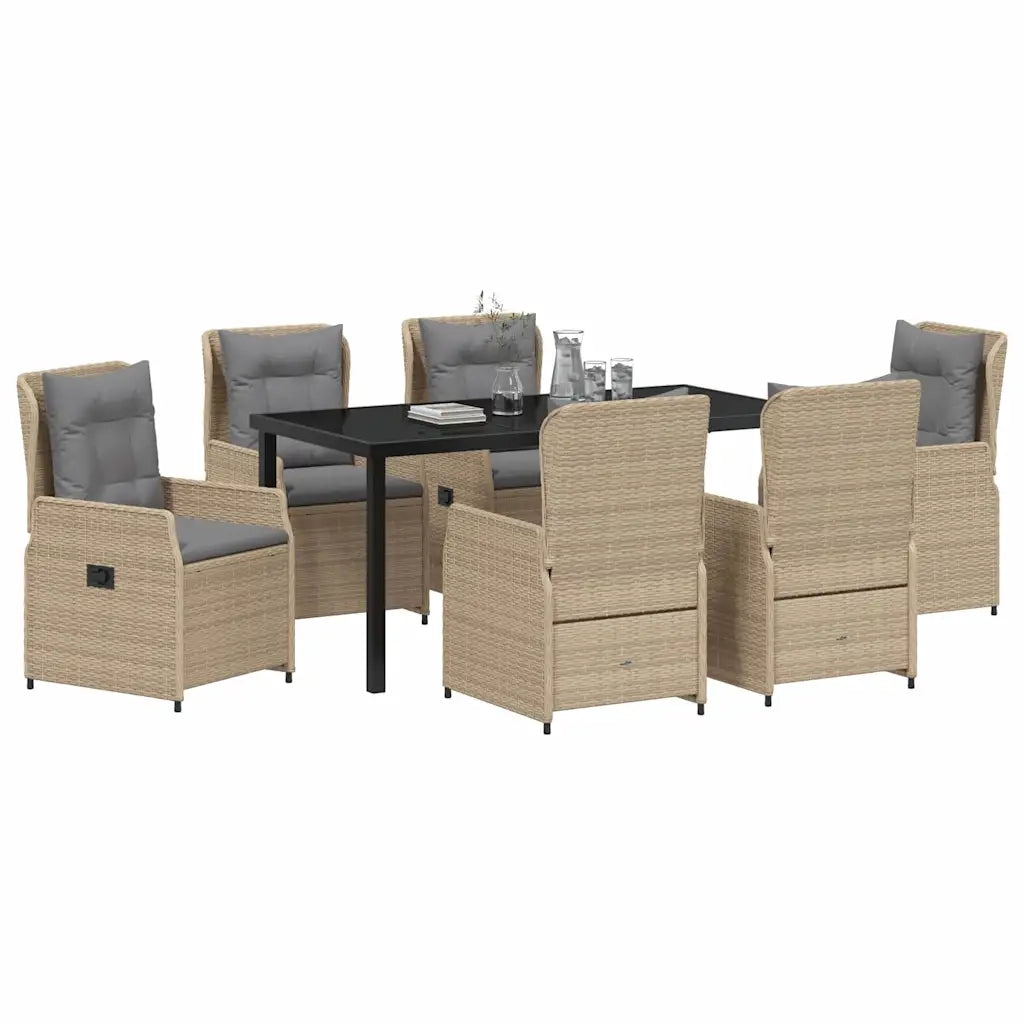 Set da Pranzo per Giardino 7 pcs Beige e Grigio Chiaro