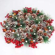 140 pezzi di coni di pino - raccoglitori di bacche rosse - set di rami di pino per artigianato DIY - decorazione domestica - albero di Natale - regalo - accessori per feste - diverse misure - bianco
