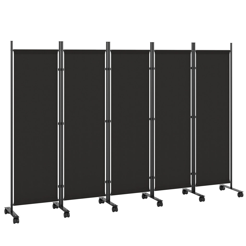 Divisorio Decorativo 5 Pannelli ¨C Xylo ¨C Acciaio Nero con Ruote