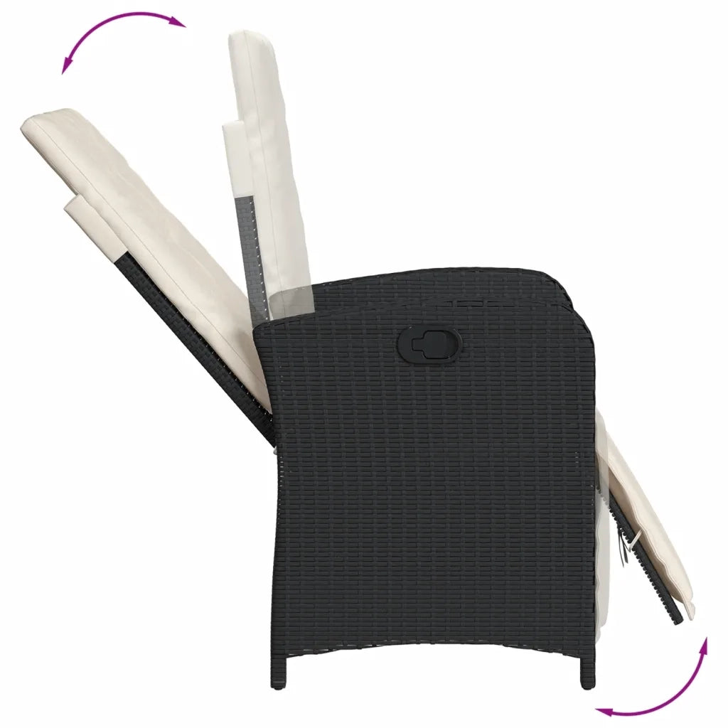 Set da Bistrò 3 pz con Cuscini Nero in Polyrattan 365200