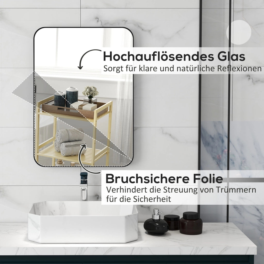 Specchio da Bagno con Cornice in Metallo ¨C Xylo ¨C Nero 50x70 cm