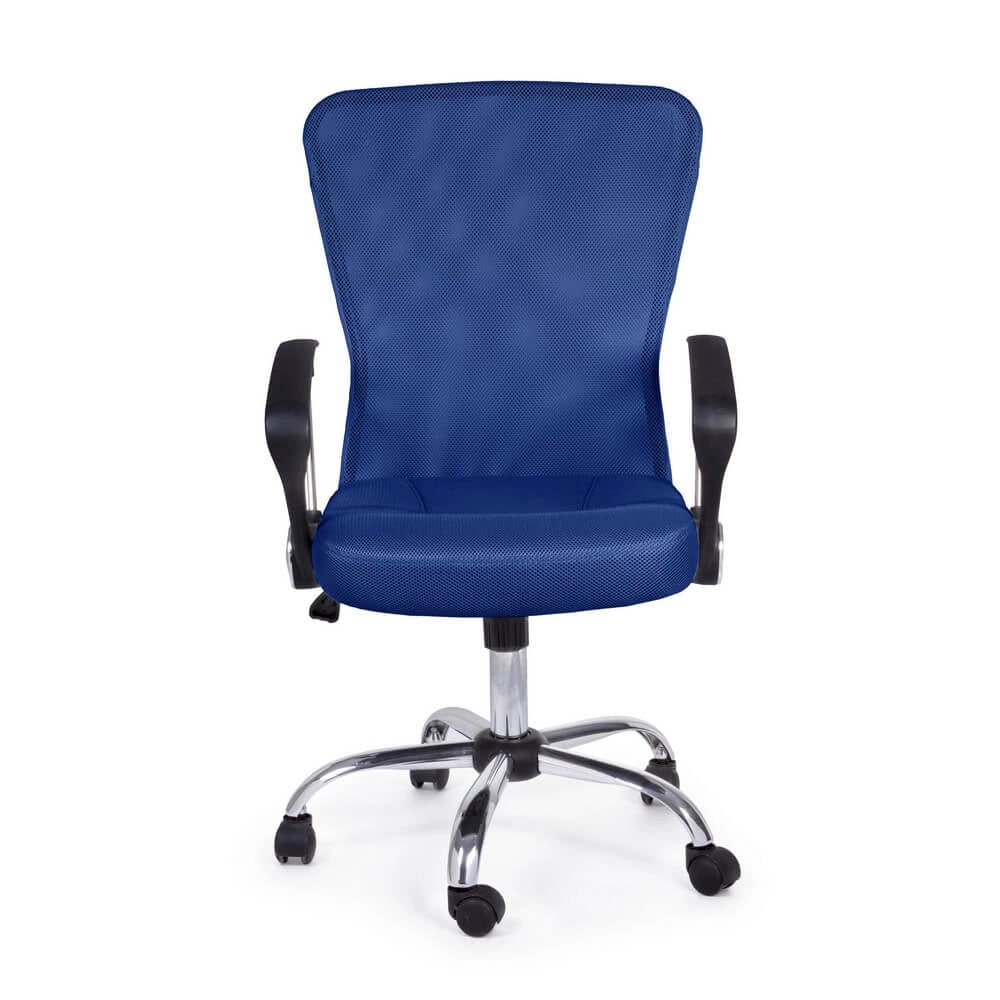 Sedia da Ufficio con Braccioli in Tessuto Rete Blu Regolabile - SERAPHIC
