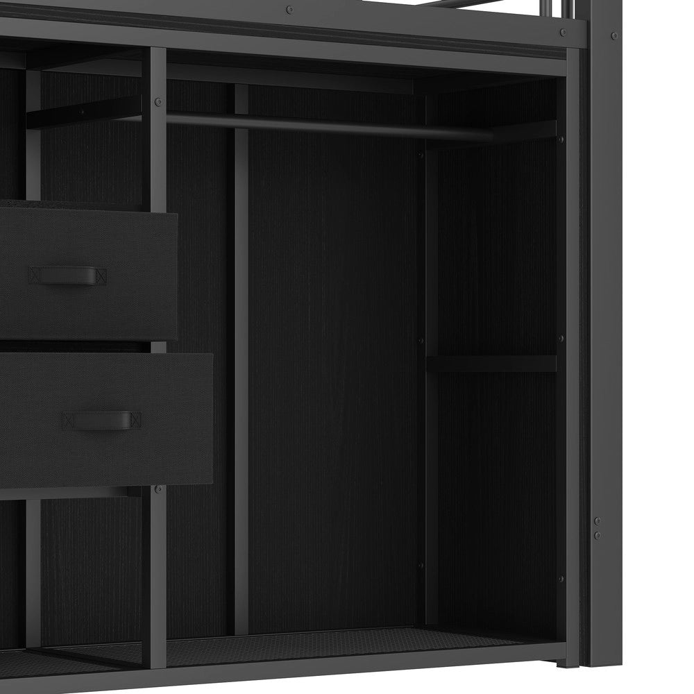 Letto Contenitore con LED e Cassetti ¨C MINIMAL ¨C Nero 90x200