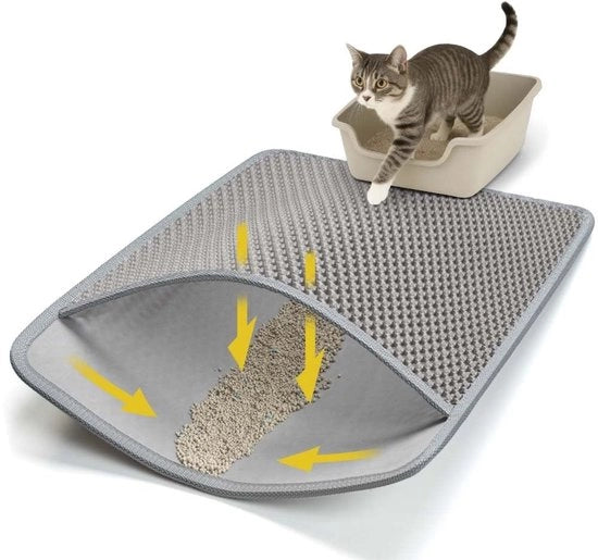 Matrice per gatto Conlun, modello 100, dimensioni 100 x 60 cm, materiale PVC, colore grigio, con 4 aperture per la pulizia facile.