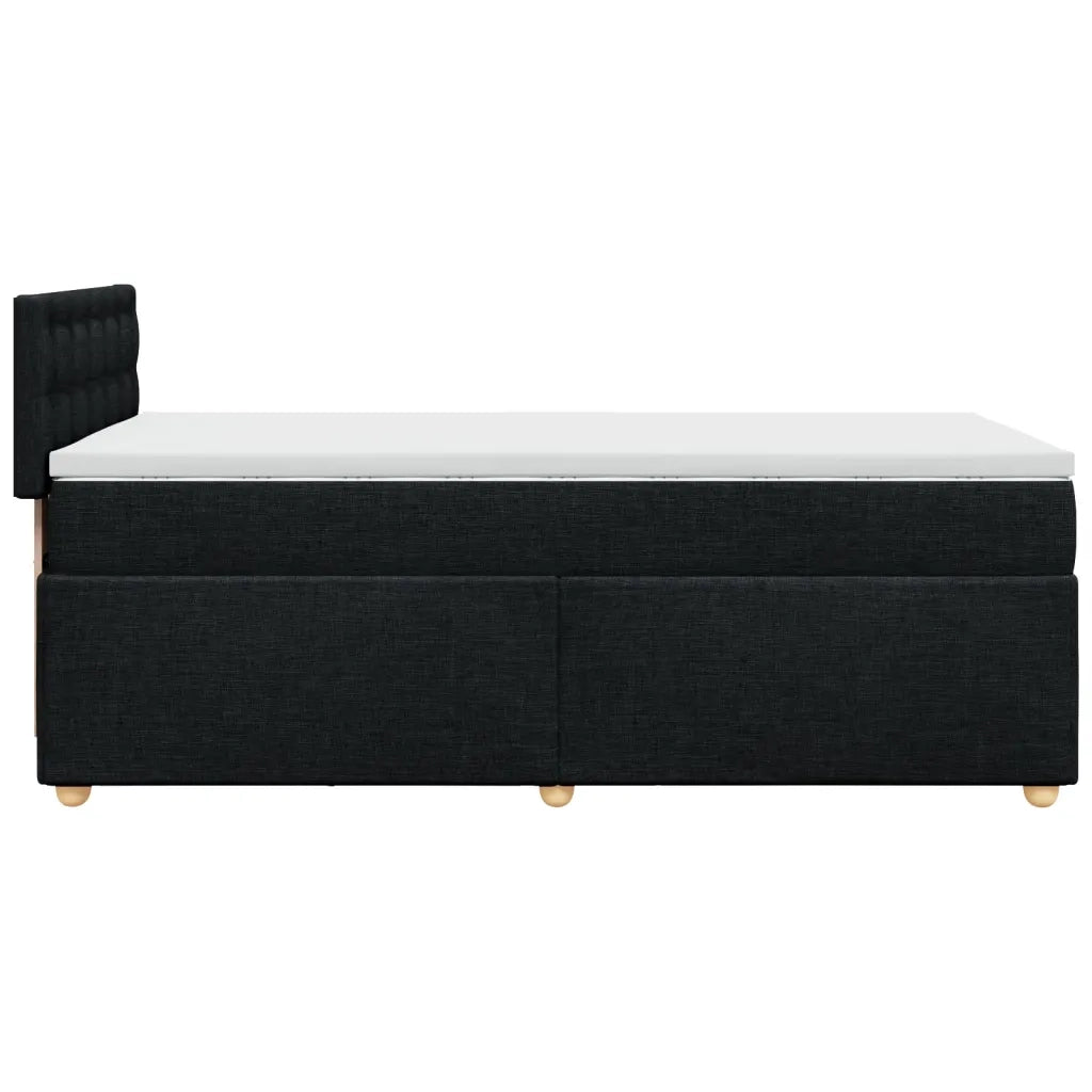 Letto a Molle con Materasso Nero Singolo in Tessuto