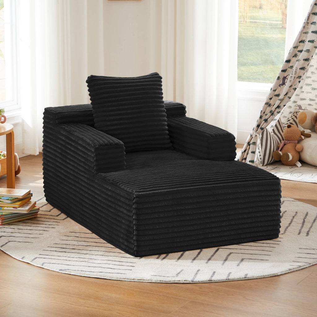 Chaise longue trasformabile in velluto a coste nero