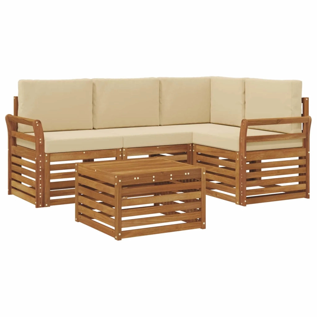 Set di divani da esterno con cuscino 5 pcs Naturale e Beige 3374773
