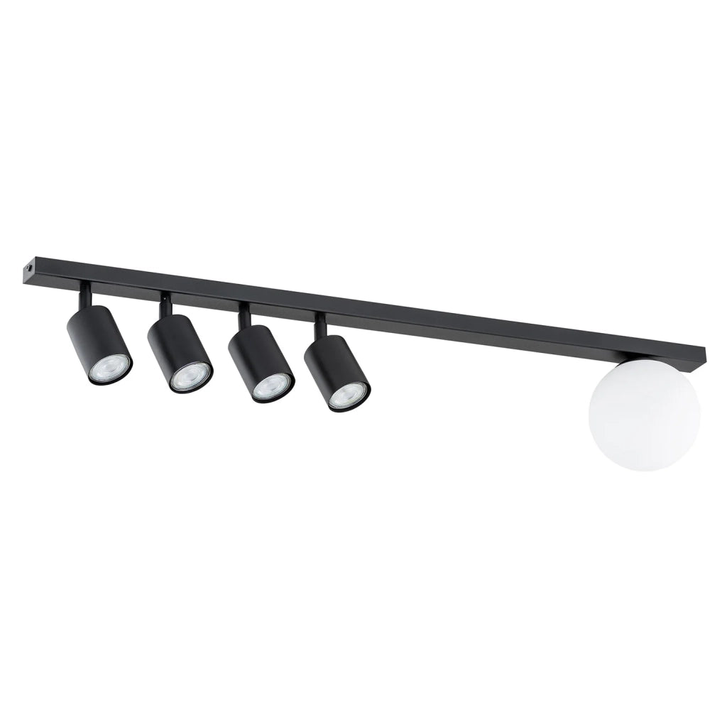 Plafoniera Minimal 5 Luci Sobek In Acciaio Nero E14+Gu10