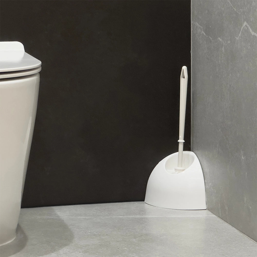 Portascopino wc angolare in Plastica bianco da appoggio