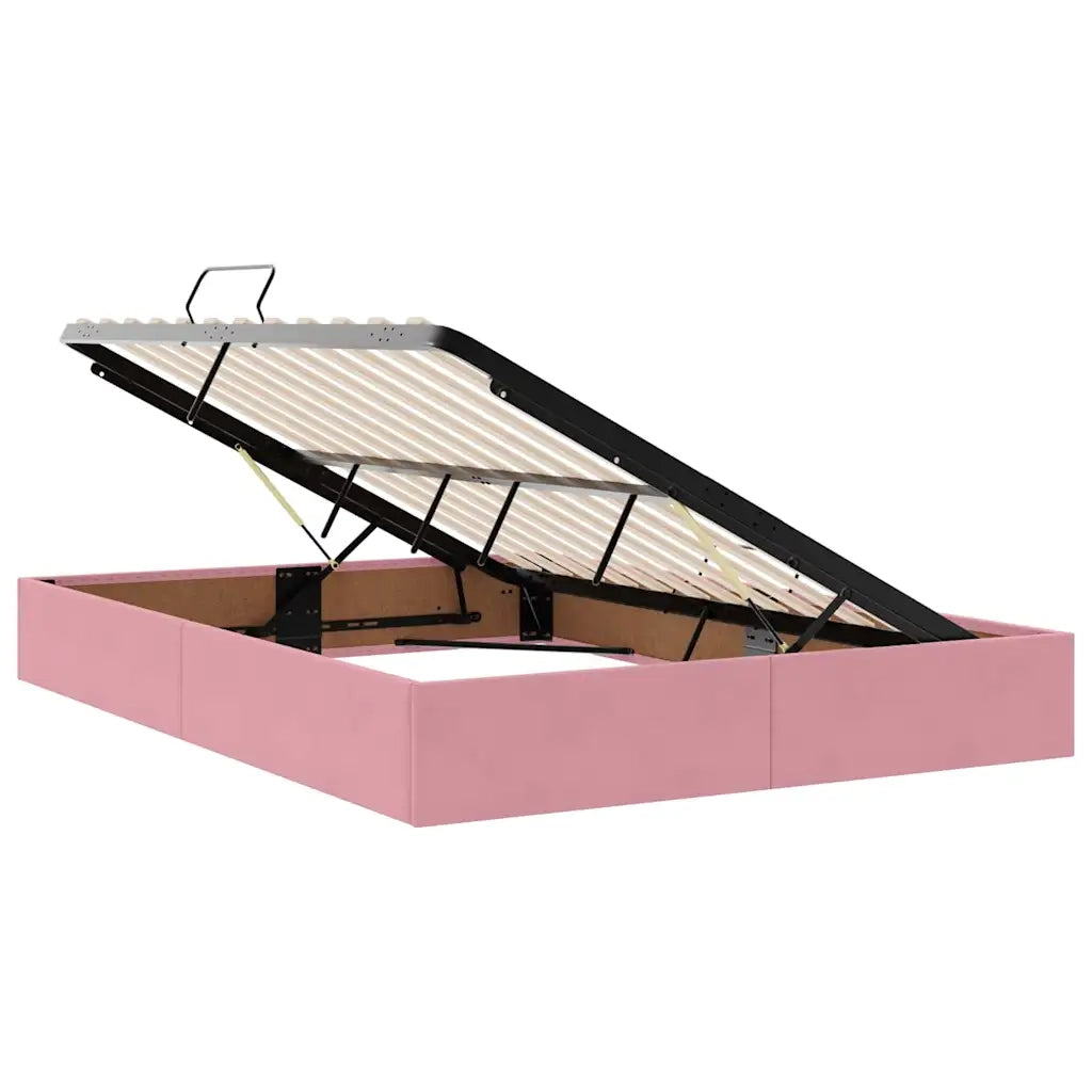 Letto con contenitore e materasso Rosa 140 x 190 cm Velluto 3372092