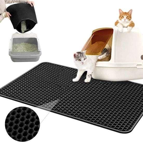 Matrice per gatto 60x40CM, Matrice per gatto EVA a doppia parete, Matrice per gatto a ragnatela impermeabile all'acqua, Matrice per gatto sottostante per gatto, Matrice per gatto, Matrice per gatto nera.