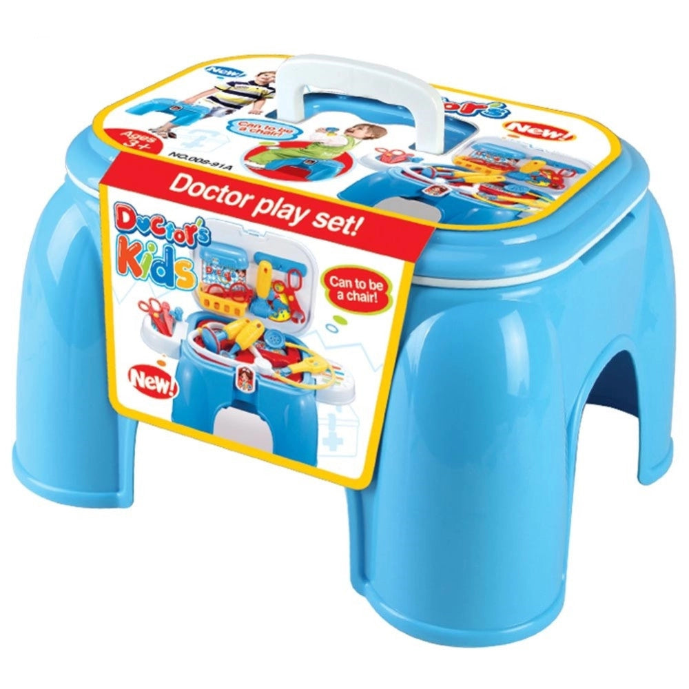Trade Shop - Sgabello Valigetta Dottore Per Bambini Sediolina Portatile Con Accessori Medico -