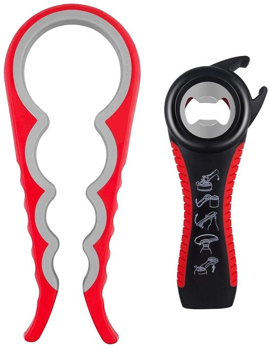 Apriporta Multifunzionale 5-in-1 - Apriporta con Manubrio Antiscivolo - Flessiera in Acciaio Inossidabile - Design Ergonomico per Seniors - Apriporta con Manico Antiscivolo