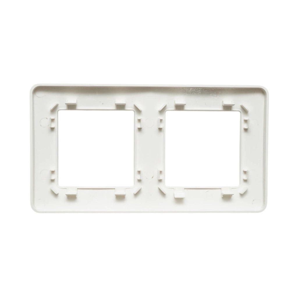 Cornice doppia bianca in PC per presa e interruttore 150x83 mm