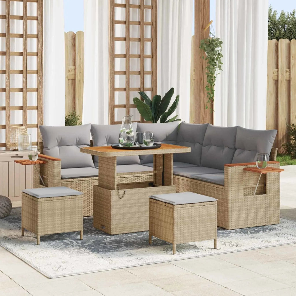 Set Divano da Giardino 8 pcs Beige polyrattan 3363047
