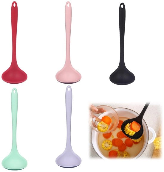 Set di Spatole in Silicone da 5 pezzi - BPA libero - antiscivolo - resistente a temperature elevate - manico comodo - cucchiaio da cucina