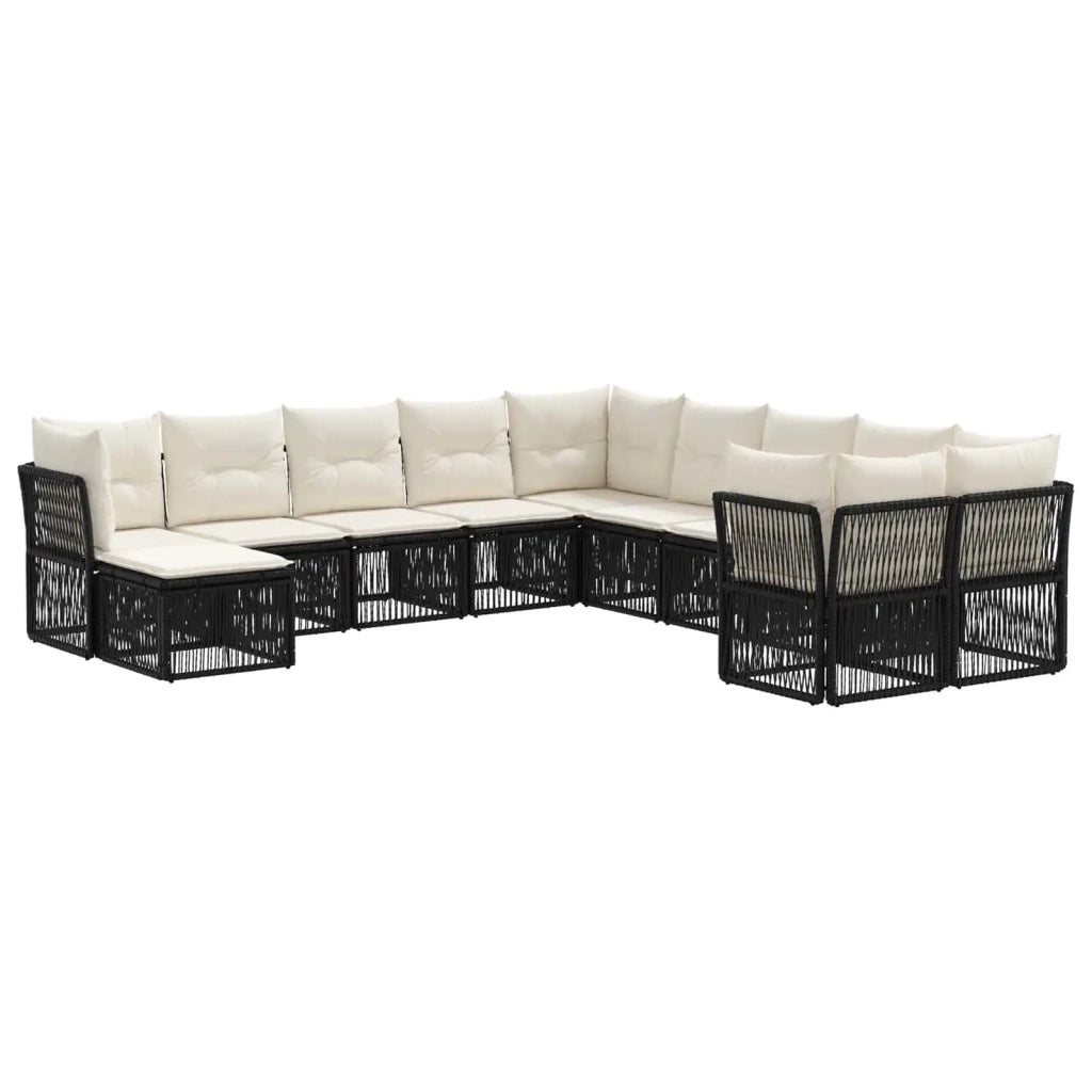 Set Divano da Giardino 11 pz Nero polyrattan 3434452