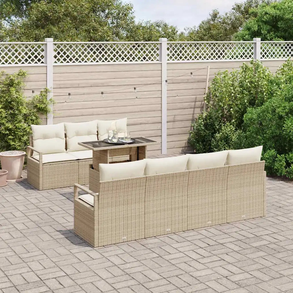 Set Divano da Giardino 8 pcs Beige Poly Rattan 3357504