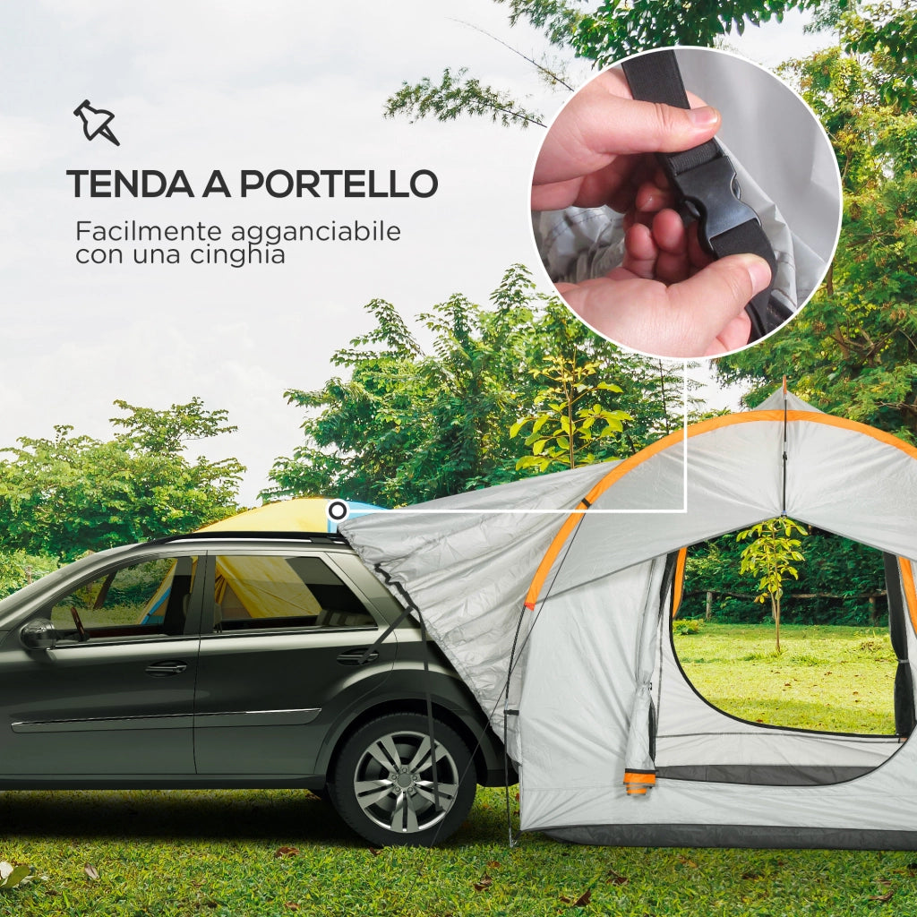 Tenda Garage Auto Impermeabile ¨C Xylo ¨C 3 Porte, PE Poliestere Fibra Vetro, 239x210x210 cm, Grigio Arancione