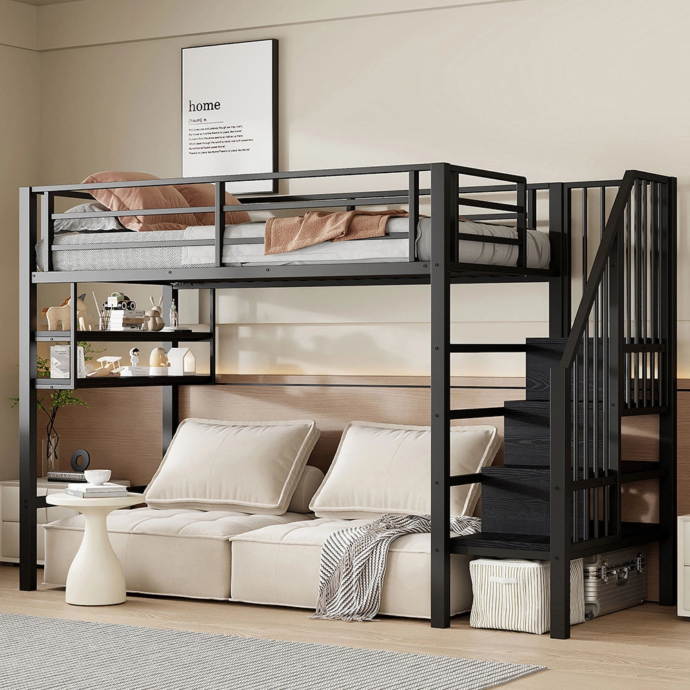 Letto a soppalco - Xylo - 90x200 cm contenitore nero