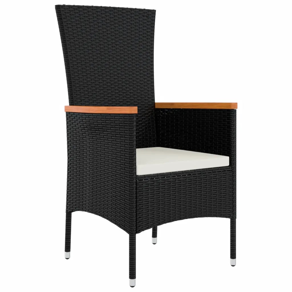 Set da Pranzo da Giardino 11 pz con Cuscini in Polyrattan Nero 3277532