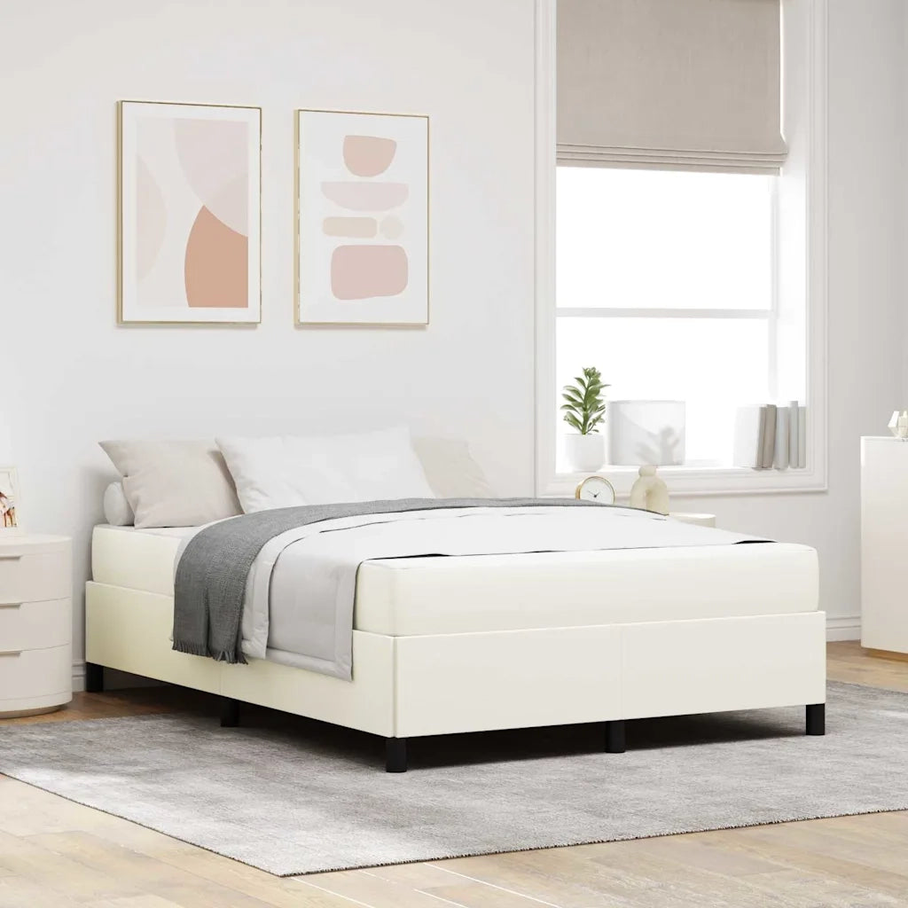 Struttura del letto con materasso Crema 160 x 200 cm Tessuto