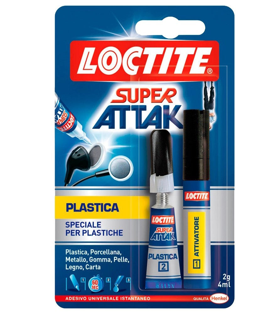 COLLA 'SUPER ATTAK PLASTICA' 2 gr + 4 ml - LOCTITE