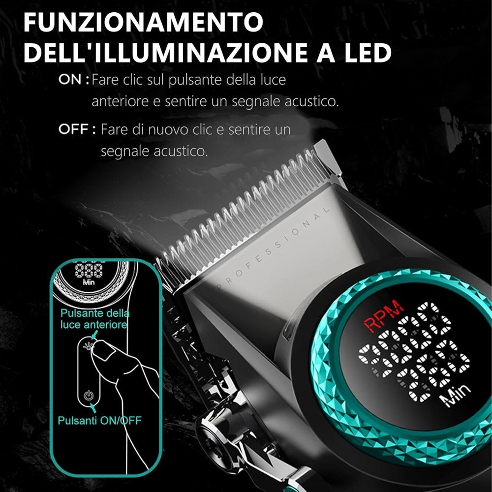 Trade Shop - Tagliacapelli Professionale Da Uomo Senza Fili Per Barbieri Display A Led V-001 -
