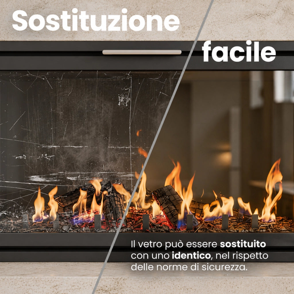 663 x 427 x 4 mm - Vetro per stufa a legna - vetro camino di ricambio - vetro per caminetto resistente al fuoco - France Vitre