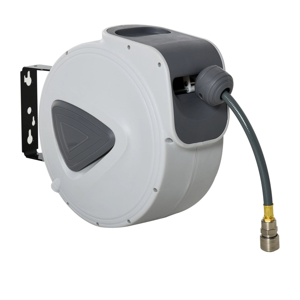 EasyComfort Avvolgitubo Automatico 10m + 90cm con Attacco Φ1/4'', Montaggio a Parete e Ruotabile di 180°, Grigio