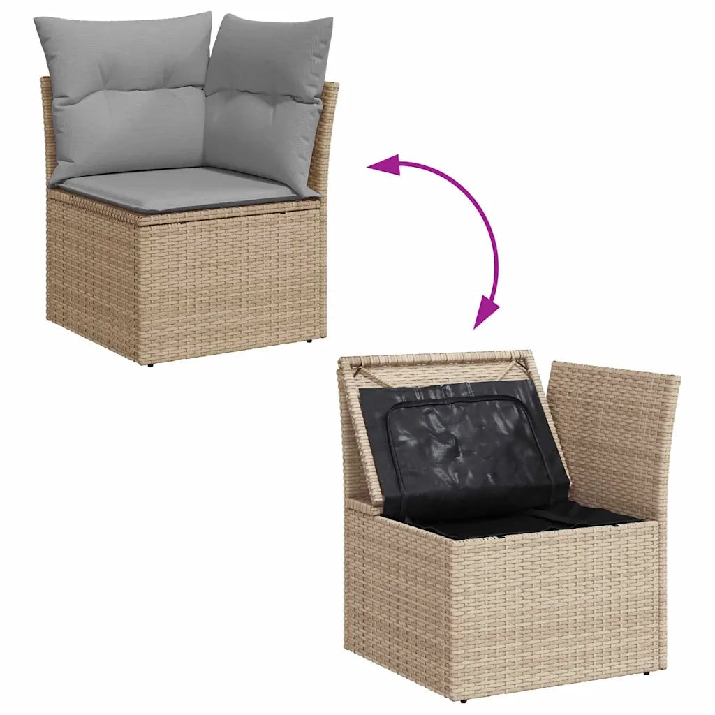 Set Divano da Giardino 9 pcs Beige e Grigio Chiaro polyrattan 3363392