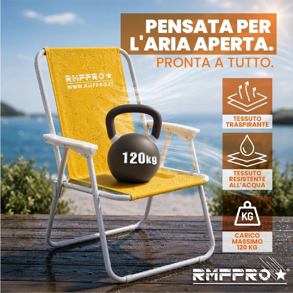 RMF PRO SET 2 SEDIE PIEGHEVOLE DA SPIAGGIA GIALLA