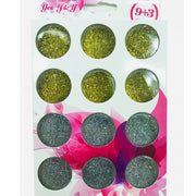 Trade Shop - Set 12 Pz Decorazione Unghie Glitter Oro Argento Nail Art Strass Manicure Colata -