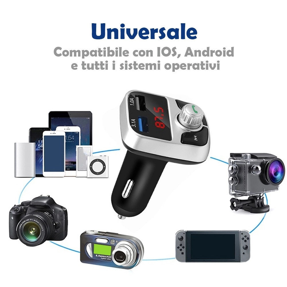 Trade Shop - Ricevitore Audio Per Auto Wireless Universale Bluetooth Accessori Usb E Vivavoce -