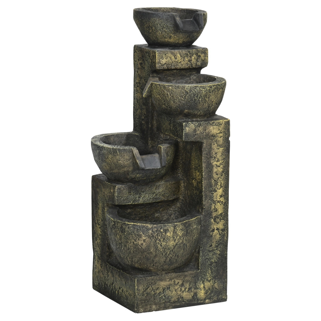 Fontana d'Acqua a Cascata 4 Livelli ¨C Xylo ¨C 5W con Pompa 25x24x60 cm Multicolor