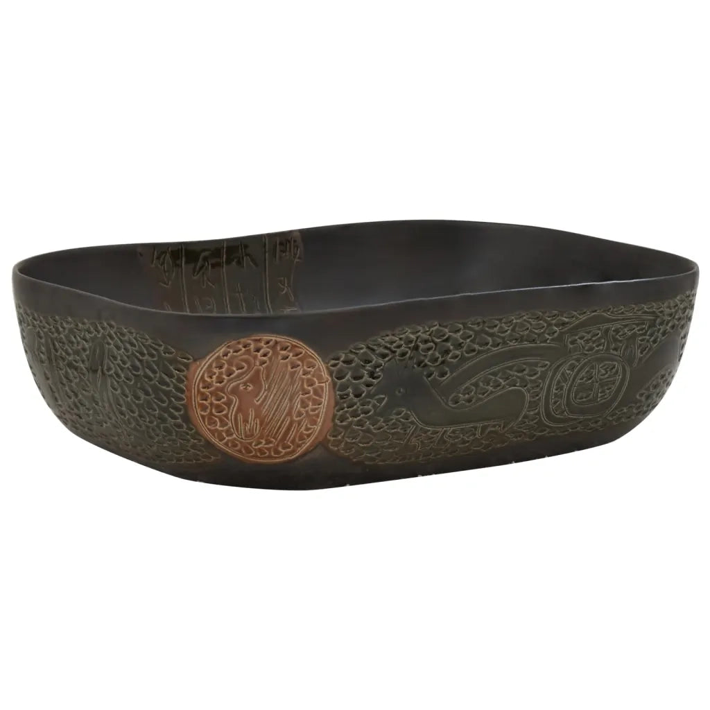 Lavabo da Appoggio Nero Rettangolare 48x37,5x13,5 cm Ceramica 155094