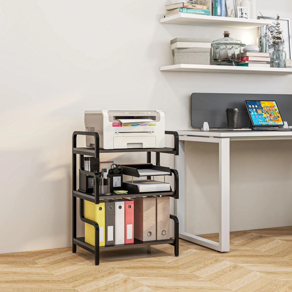 Libreria a 3 livelli in metallo ¨C zephmum ¨C Nero 55x40x77 cm