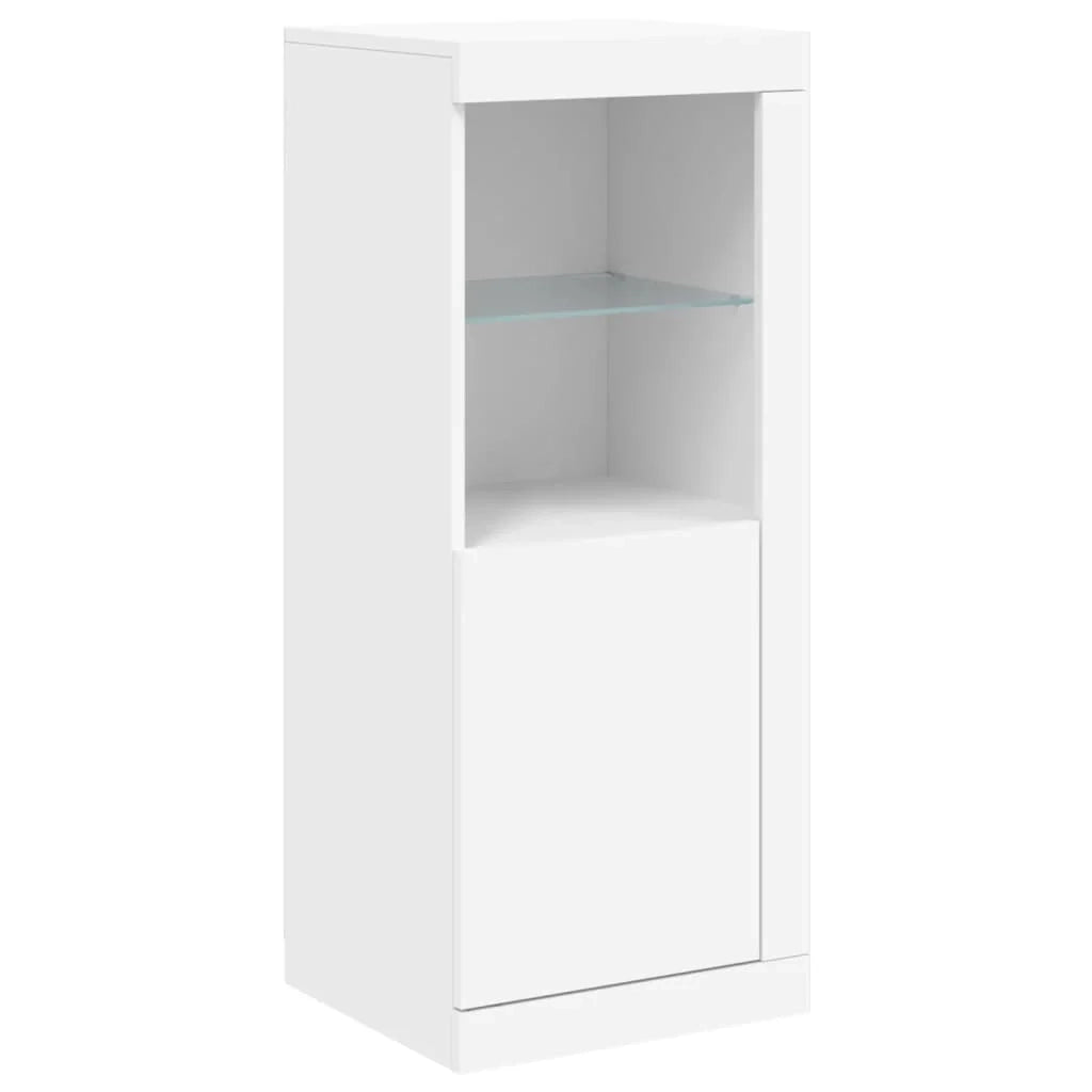 Buffet credenza cassettiera mobiletto mobile contenitore organizer per cucina soggiorno salotto con luci LED 3 pezzi legno ingegnerizzato bianco 02_0037198