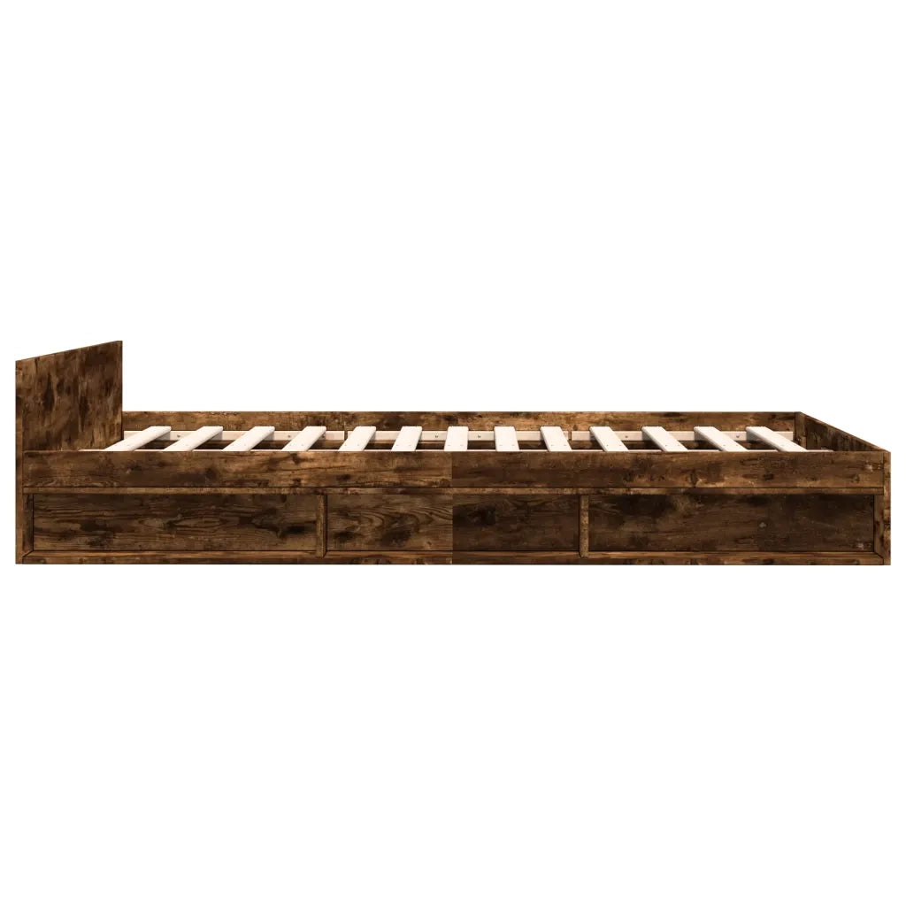 Giroletto con Cassetti-Struttura Letto con contenitore Rovere Fumo 120x200 cm Legno Multistrato 254953