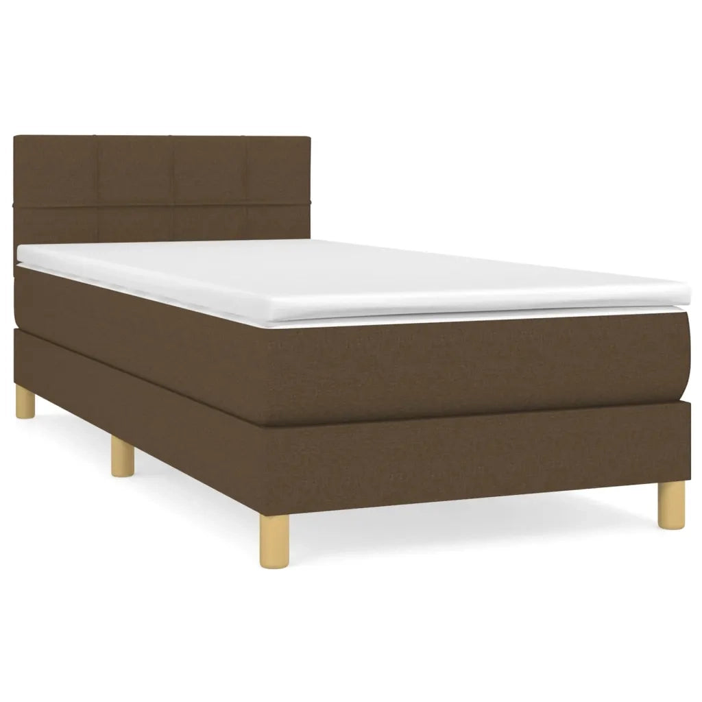 Giroletto a Molle con Materasso-Struttura Letto con Materasso Marrone Scuro 80x200 cm Tessuto 134031