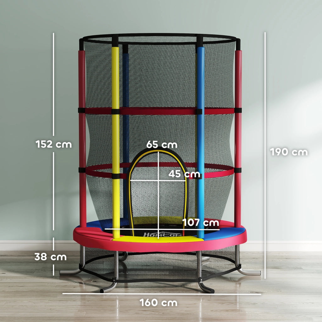Trampolino per Bambini con Rete di Sicurezza ¨C Minimal ¨C ?160x190 cm, Multicolore
