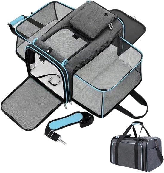 Portatile per gatti in mesh opzionabile e pieghevole, approvato per l'uso a bordo di aeromobili