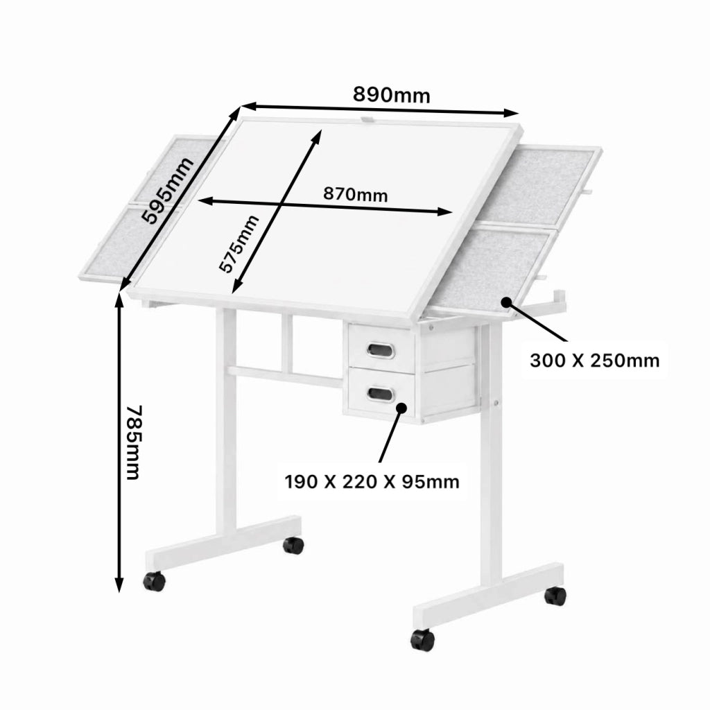 Tavolo per puzzle da 1000 pezzi in MDF e metallo bianco con copertura e ruote