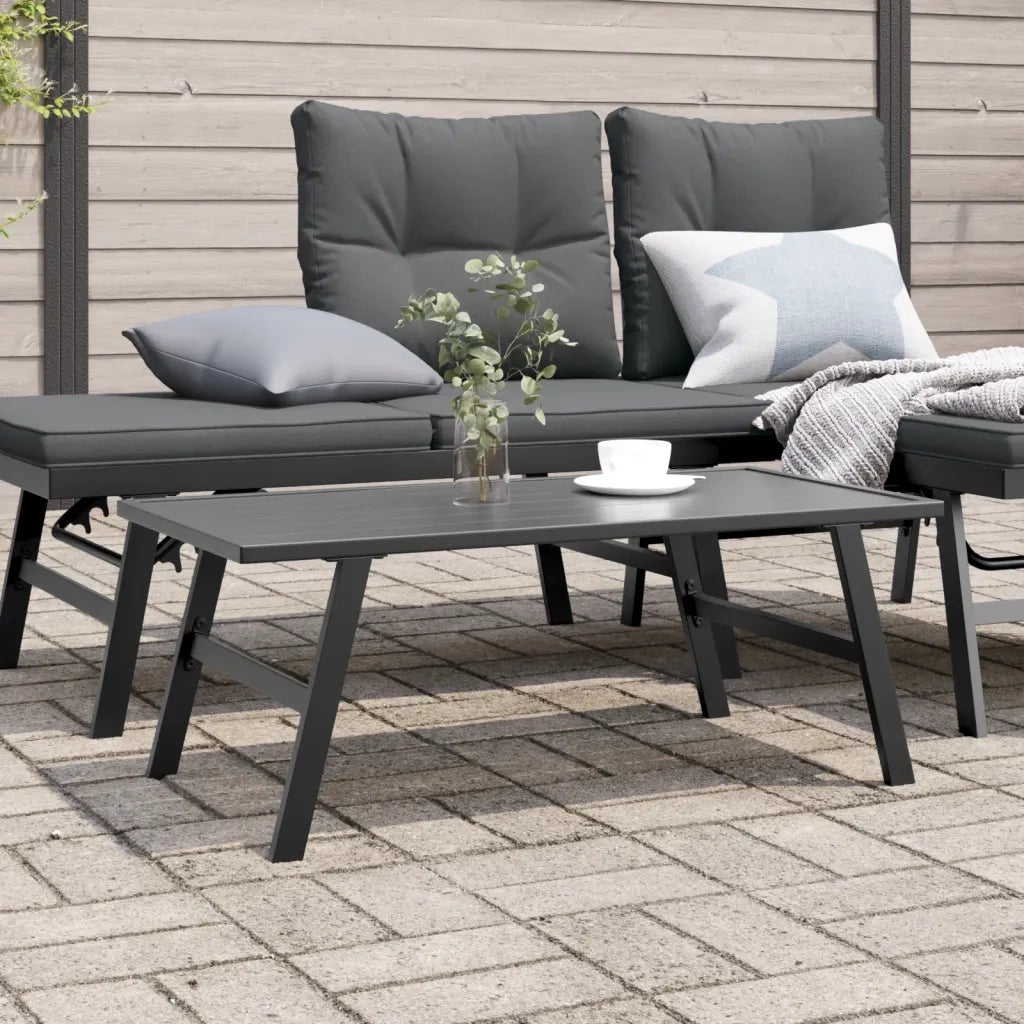 Tavolino da Giardino-Tavolo da Esterno-Tavolino da Patio Nero 90x45x35cm Acciaio Verniciato Polvere