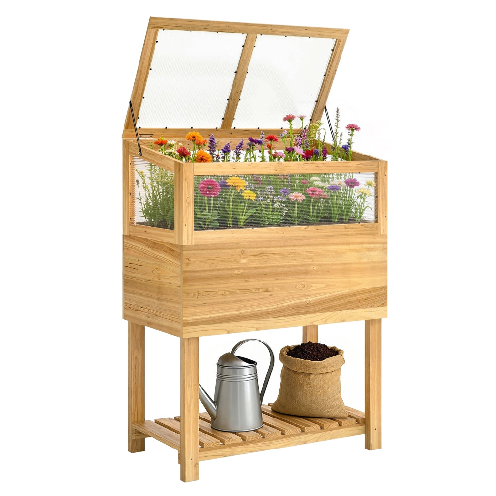Hochbeet con serra in legno ¨C zephmum ¨C 100x50x80
