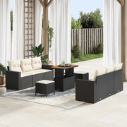 Set Divano da Giardino con cuscino 9 pcs Nero e crema 3363520
