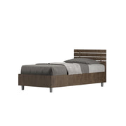 BS COM Letto singolo con rete 80x200 testata dritta con doghe noce
