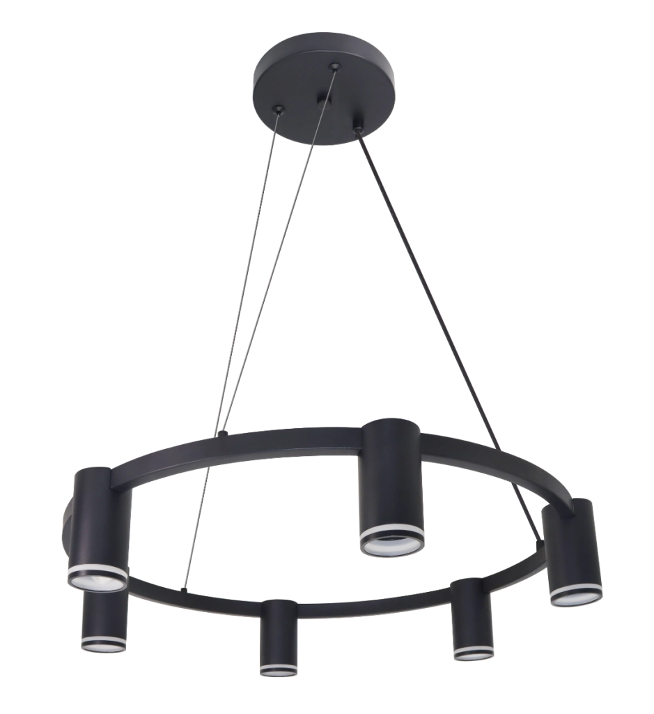Lampada a sospensione Paris nera 6 luci GU10 Polux